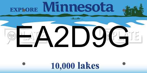 EA2D9G Minnesota License Plate