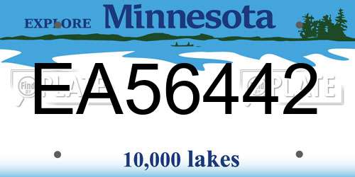 EA56442 Minnesota License Plate
