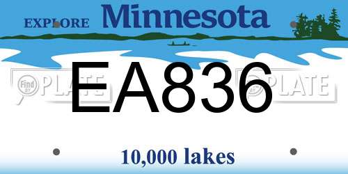 EA836 Minnesota License Plate