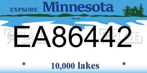 EA86442 Minnesota License Plate