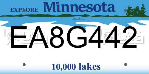 EA8G442 Minnesota License Plate
