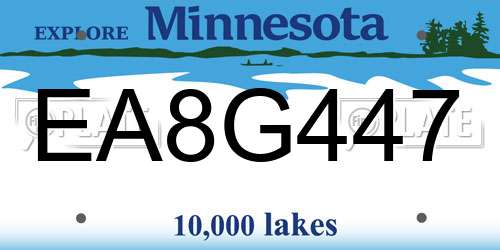 EA8G447 Minnesota License Plate