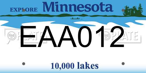 EAA012 Minnesota License Plate