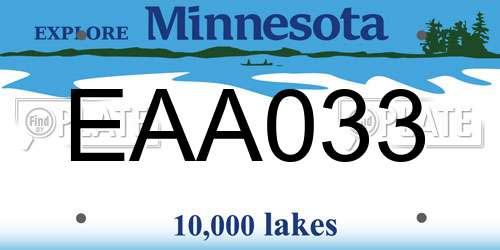 EAA033 Minnesota License Plate