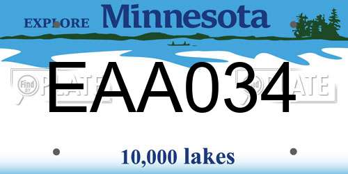 EAA034 Minnesota License Plate