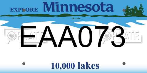 EAA073 Minnesota License Plate