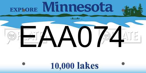 EAA074 Minnesota License Plate