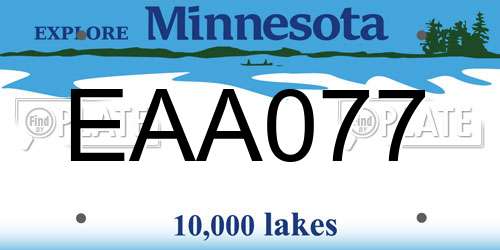 EAA077 Minnesota License Plate