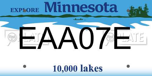 EAA07E Minnesota License Plate