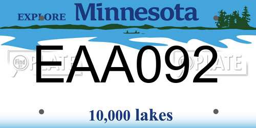 EAA092 Minnesota License Plate