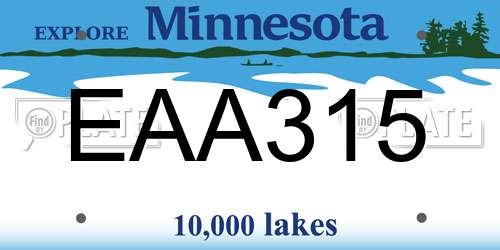 EAA315 Minnesota License Plate