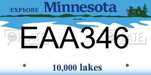EAA346 Minnesota License Plate