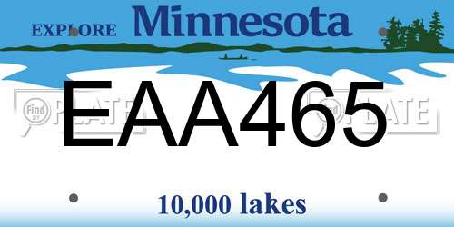 EAA465 Minnesota License Plate