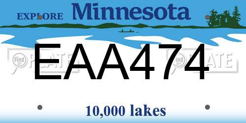 EAA474 Minnesota License Plate