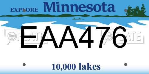 EAA476 Minnesota License Plate