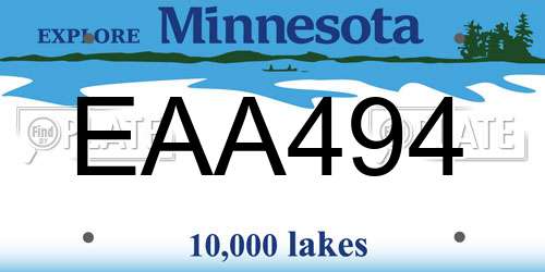 EAA494 Minnesota License Plate