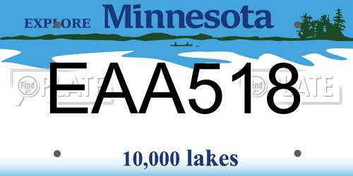 EAA518 Minnesota License Plate