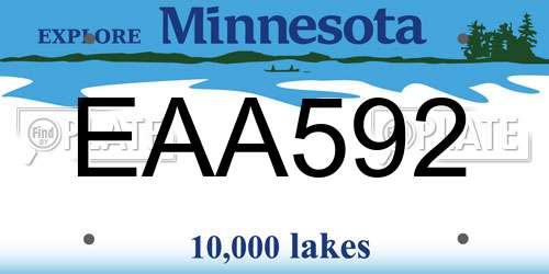 EAA592 Minnesota License Plate
