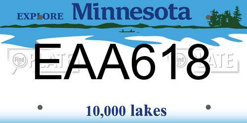EAA618 Minnesota License Plate