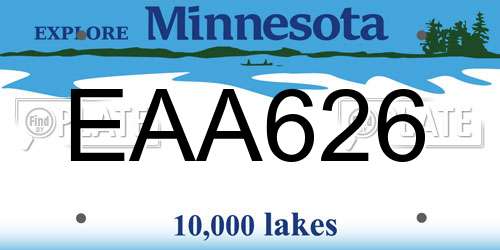 EAA626 Minnesota License Plate