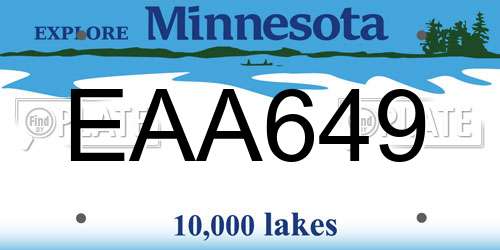 EAA649 Minnesota License Plate