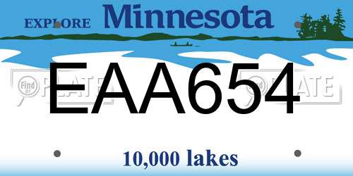EAA654 Minnesota License Plate