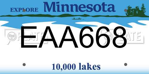 EAA668 Minnesota License Plate