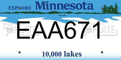 EAA671 Minnesota License Plate