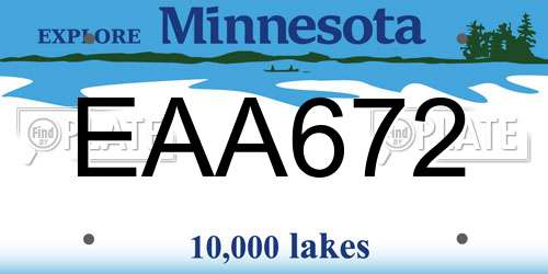 EAA672 Minnesota License Plate