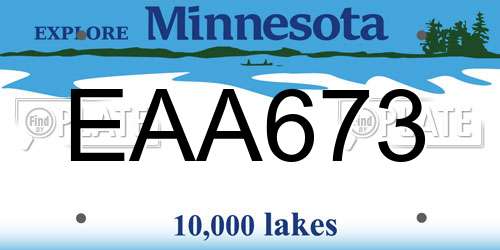 EAA673 Minnesota License Plate