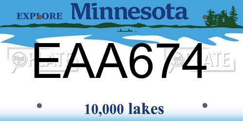 EAA674 Minnesota License Plate