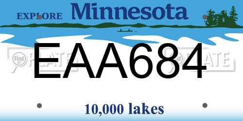 EAA684 Minnesota License Plate