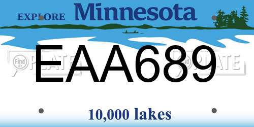 EAA689 Minnesota License Plate
