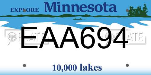EAA694 Minnesota License Plate