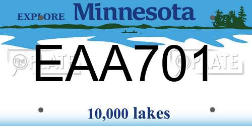 EAA701 Minnesota License Plate