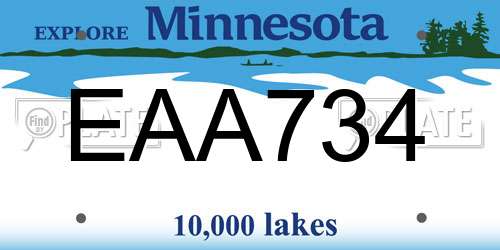 EAA734 Minnesota License Plate