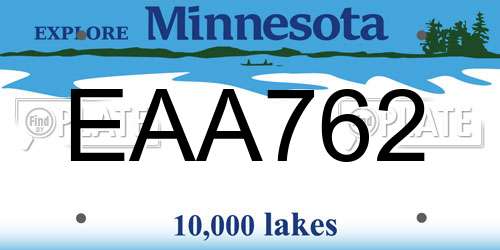EAA762 Minnesota License Plate