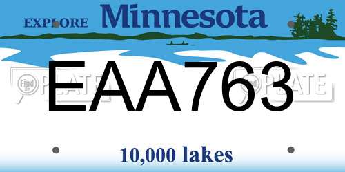 EAA763 Minnesota License Plate