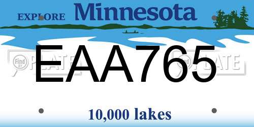 EAA765 Minnesota License Plate