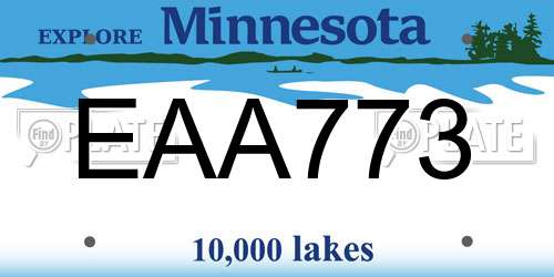 EAA773 Minnesota License Plate