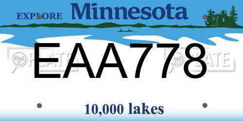 EAA778 Minnesota License Plate