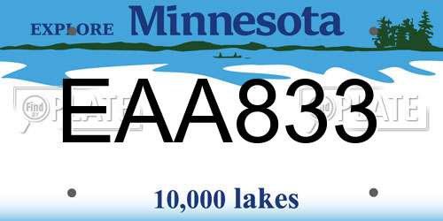 EAA833 Minnesota License Plate