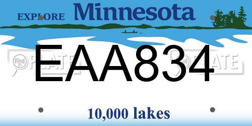 EAA834 Minnesota License Plate