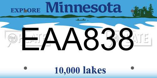 EAA838 Minnesota License Plate