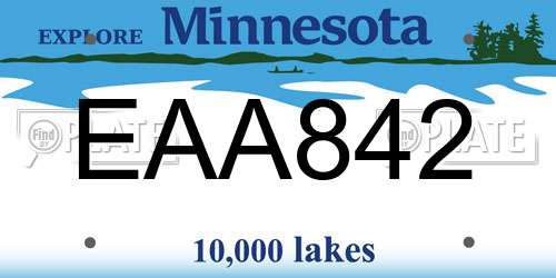 EAA842 Minnesota License Plate