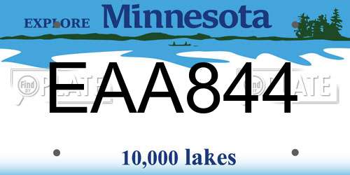 EAA844 Minnesota License Plate