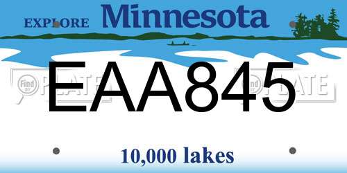 EAA845 Minnesota License Plate