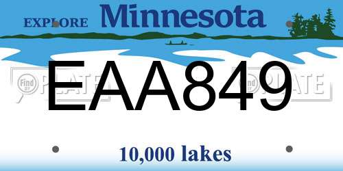 EAA849 Minnesota License Plate