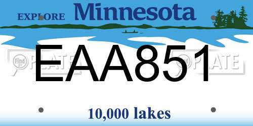 EAA851 Minnesota License Plate
