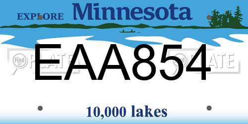 EAA854 Minnesota License Plate